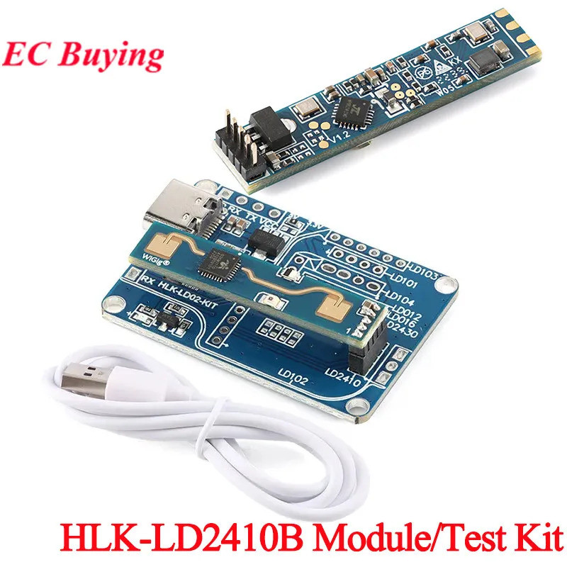 HLK-LD2410B ชุดทดสอบ LD2410 FMCW 24G สมาร์ทมนุษย์ Presence Status Sensing Radar Heartbeat การตรวจจับ