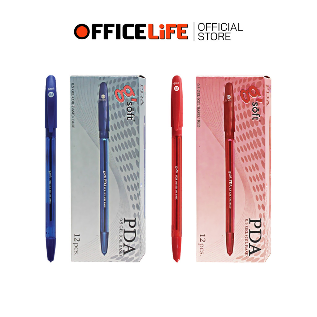 G-Soft (จีซอฟท์) ปากกาลูกลื่น ปากกา รุ่น PDA ขนาด 0.5มม. หมึกน้ำเงิน / แดง ( 12 ด้าม / กล่อง )