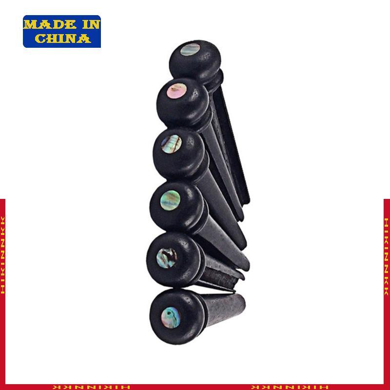 HIK 6 ชิ้นคงที่กระดูกกีตาร์สะพาน Pin Ebony กีตาร์สะพาน Pin ใช้งานง่าย