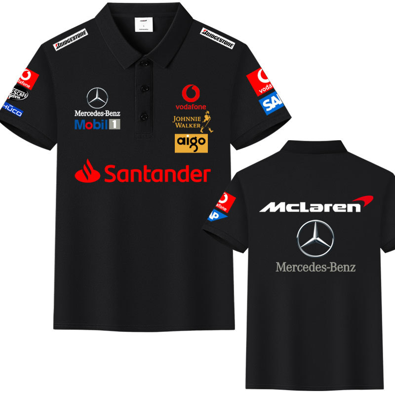 F1 Racing Mercedes Benz McLaren เสื้อโปโลผู้ชายอินเทรนด์เสื้อโปโลผ้าฝ้ายเสื้อยืดแขนสั้น