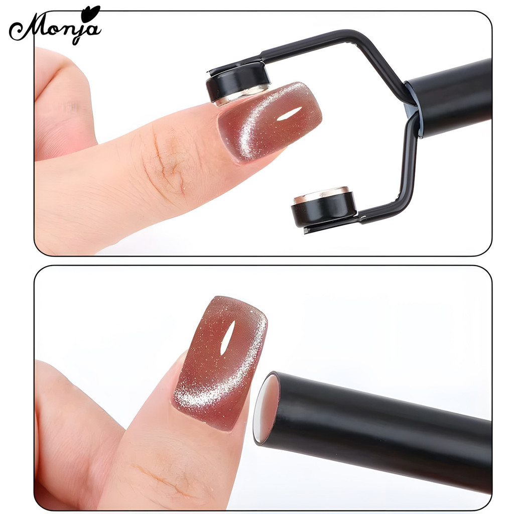 Monja 3in1 เล็บแม่เหล็ก Stick Y รูปแม่เหล็ก Strong ดูด Cat Eye UV เจล Polishเล็บออกแบบเครื่องมือ - รูปที่ 5