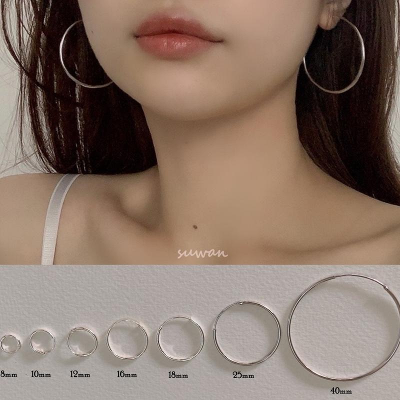 [ได้รับการรับรองเงินแท้] Suwan.na.shop ต่างหู ต่างหูห่วง ต่างหูแบบบาง