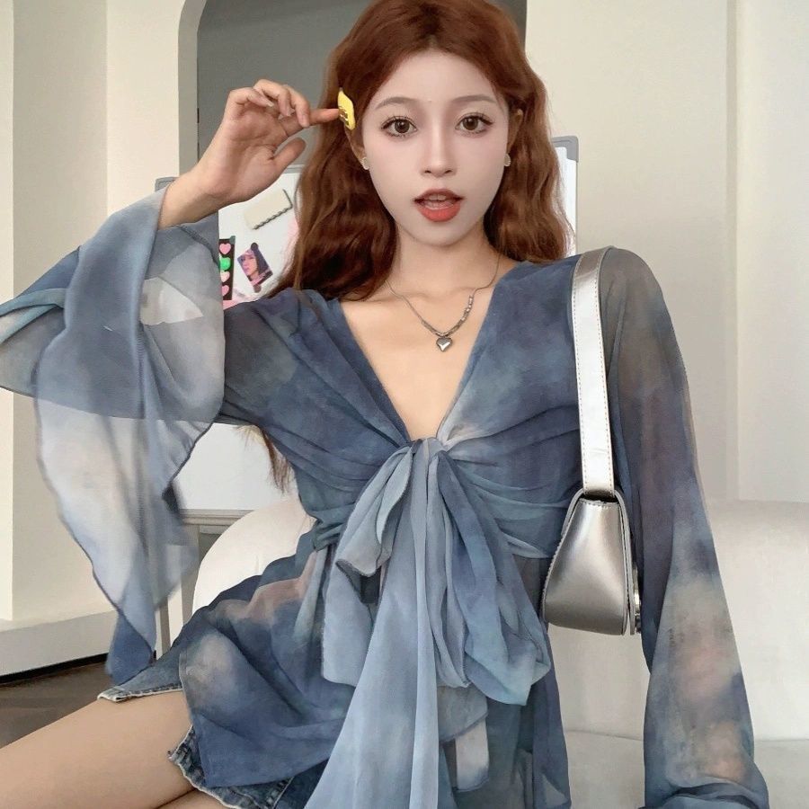 VPlus Size Hot Girl Top Gradient Design Strap Horn Blue20251018