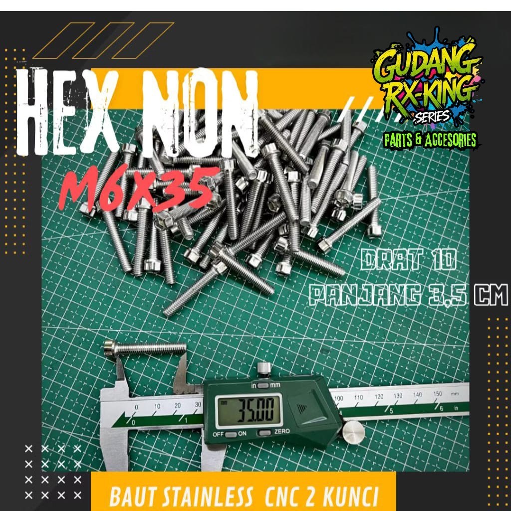 M6x35 mm STAINLESS CNC BOLT 2 HN KEYS M6x35mm (หน่วย)