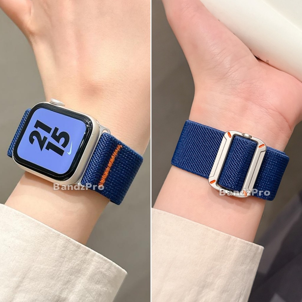 กีฬาไนลอนยืดหยุ่นสายนาฬิกาสําหรับ Apple Watch S11/10/9/8/7/6/5/4/3 SE3 ULTRA X10Pro Breathable สายคล้องคอสําหรับ IWatch 49 มม.46 มม.45 44 42 41 40 38 อุปกรณ์เสริม - รูปที่ 4