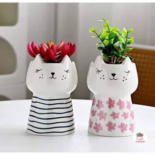 กระถางเซรามิค แมวเหมียวแก้มจุด กระถางต้นไม้ แคคตัส กระบองเพชร ไม้อวบน้ำ Cactus&Succulent