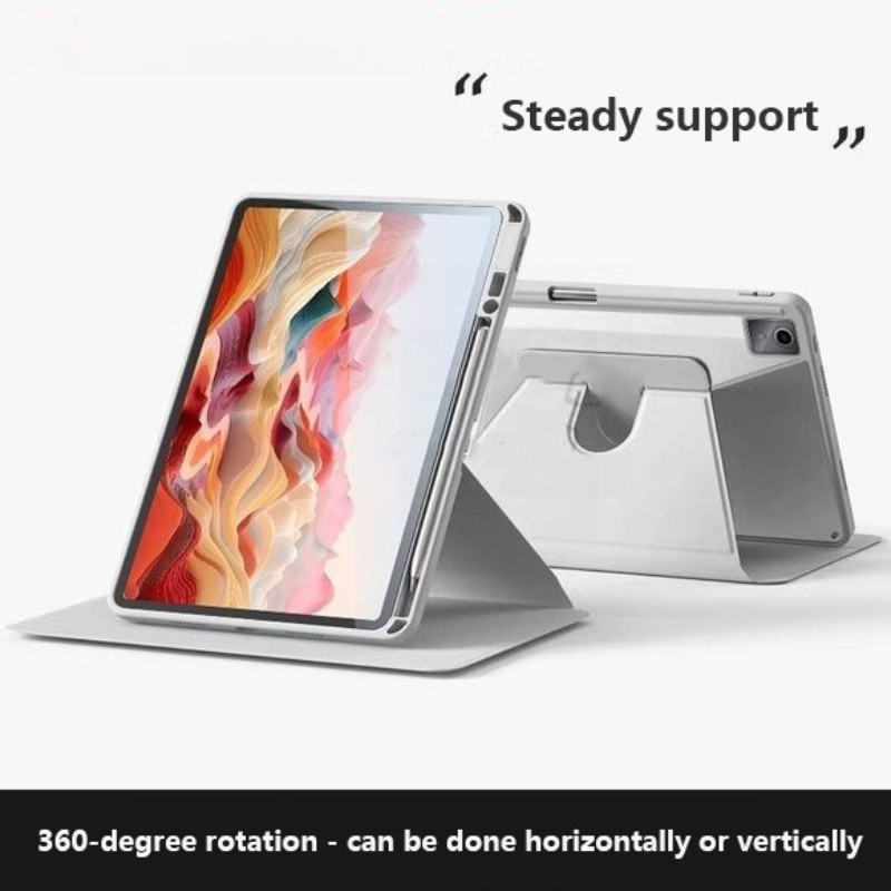 360 ° หมุนกรณีอะคริลิใสสําหรับLenovo Idea Tab Plus 12.1 TB361FU K12 Pro 12.7 Tab 11 M11 B11 K11 Xiaoxin Pad 12.1 Pad11 2025 2024 หนังฝาครอบป้องกันพร้อมช่องเสียบปากกา