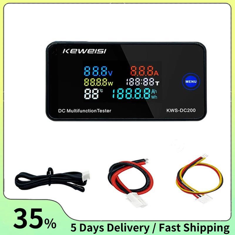 KEWEISI KWS-DC200 โวลต์มิเตอร์แบบดิจิตอลแอมป์มิเตอร์ 0-200V DC Power Energy Meter พร้อมจอแสดงผล LED 