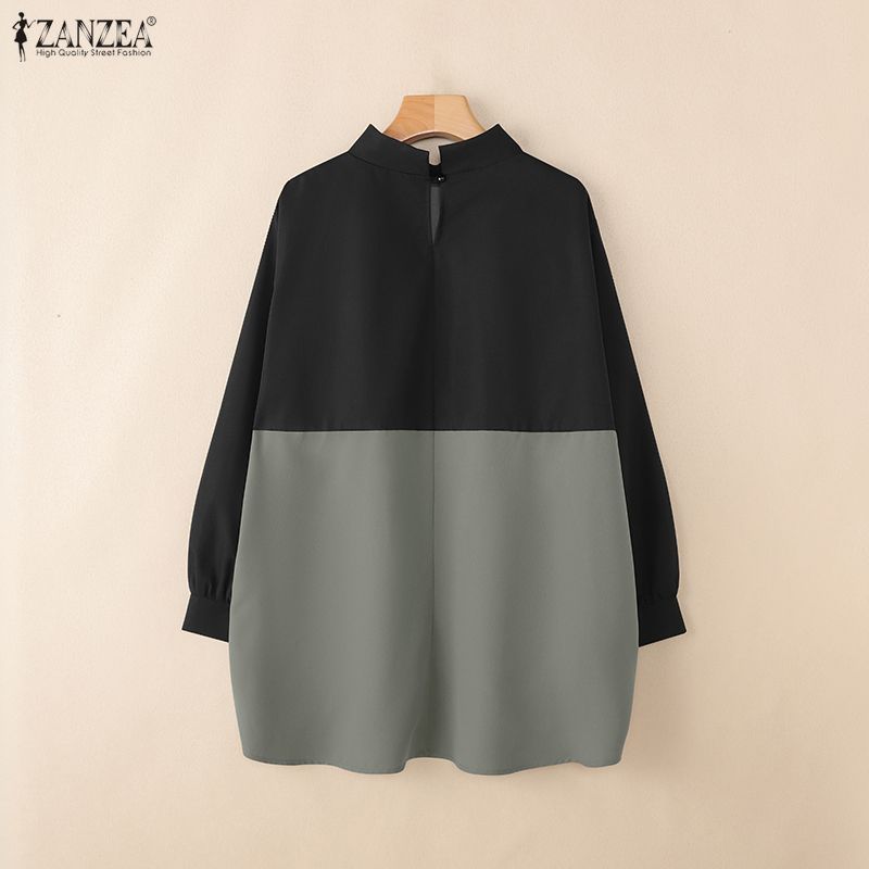 ZANZEA สไตล์เกาหลีหรูหรา แขนยาวมิดิ เสื้อยืนปกสำหรับผู้หญิง — صورة 8