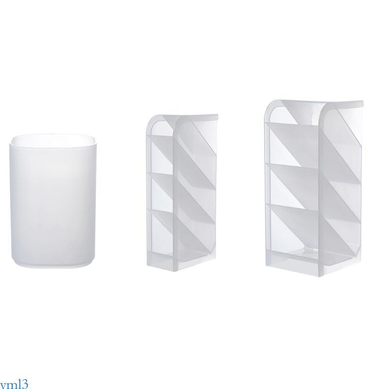 Yml3 Creative 4-grid Transparent Matte Pen Cup Oblique Put-in Desk Pen Display Ho