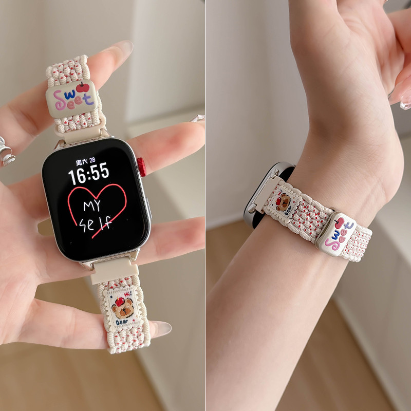 Slim การ์ตูนหมีห่วงไนลอนแม่เหล็กสําหรับ Huawei Watch FIT 4 5 Pro สมาร์ทวอท์ชน่ารักสายรัดข้อมือสําหรับ Huawei Watch Fit 3 สร้อยข้อมือ