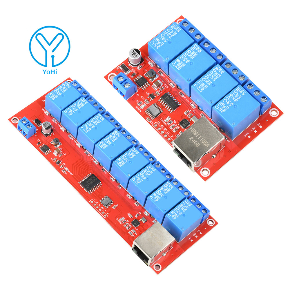 YoHi DC 5 V/12 V/24 V 4/8 Way TCPIP เครือข่าย Ethernet รีเลย์โมดูลสวิทช์ LAN ควบคุมสมาร์ทอุปกรณ์รีโม