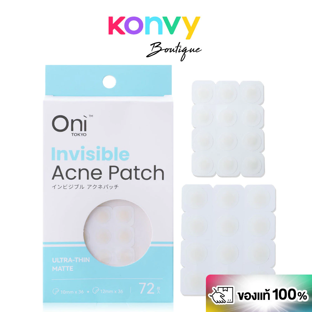 Oni Invisible Acne Patch 72 Dots โอนิ แผ่นแปะสิวไฮโดรคอลลอยด์ เนื้อสัมผัสแมท บางเฉียบ.