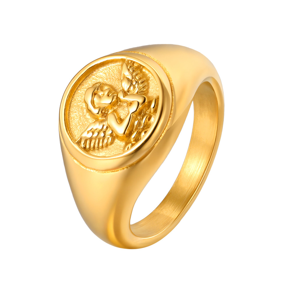 Vnox Gold Cupid แหวนผู้หญิงผู้ชายคู่สาวสแตนเลส Love Chunky Lover เครื่องประดับของขวัญ ราคา ถูกที่สุด ดีลบีเคเค แกลเลอรีภาพที่ 7