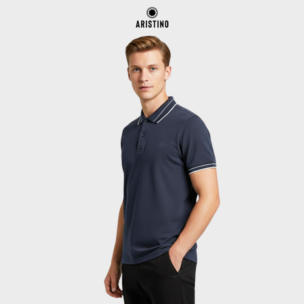 ARISTINO - เสื้อโปโลผู้ชาย Elite สีเขียวถ่าน ผ้าคอตตอน ทรงเข้ารูป กระชับสัดส่วน หุ่นสูงสุด - APS115S