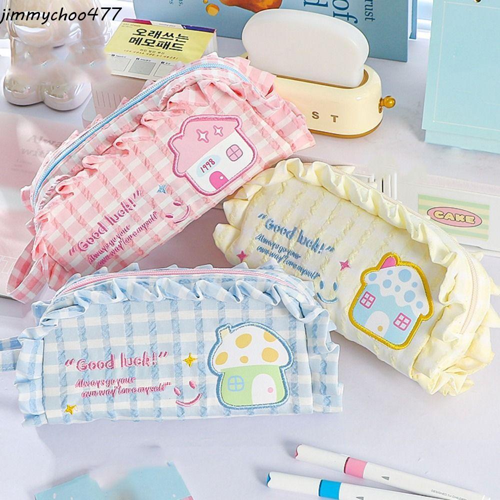 JIMMYCHOO Dopamine House Pencil Bag, Flower Large Capacity Stationery Storage Ins Fashion Cosmetic S