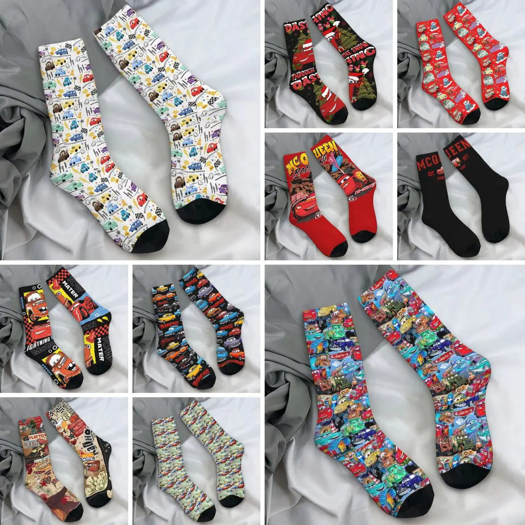 2025 Collection Lightning Mcqueen Croc Pixar Cars ถุงเท้าผู้ชายถุงเท้าคริสต์มาส Hip Hop ฤดูใบไม้ผลิฤ
