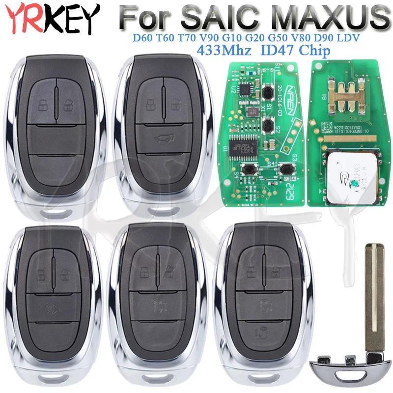 รถสมาร์ทกุญแจรีโมทสําหรับ SAIC MAXUS D60 T60 T70 V90 G10 G20 G50 V80 D90 LDV Proximity 433Mhz ID47 ช