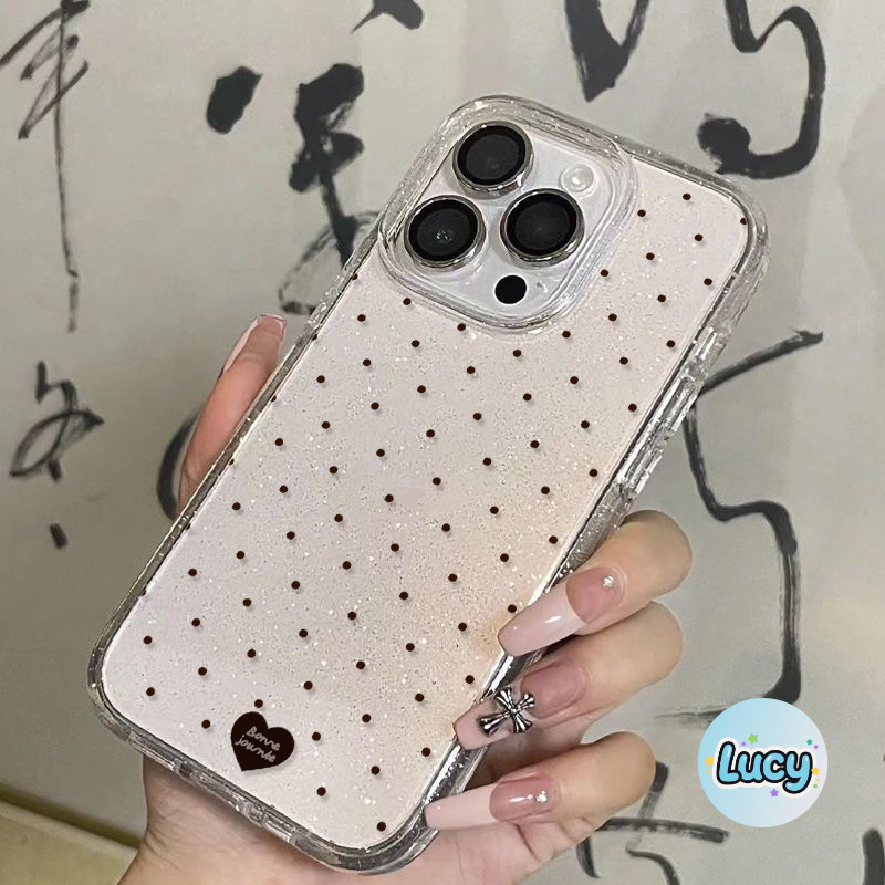 🍟Lucy🍟เคสใสกากเพชรลายน่ารักๆ สำหรับเคส iPhone 17 11 Pro Max 13 11 12 14 15 Pro Max 7 8 14 16 Plus X XS XR Max SE 2020