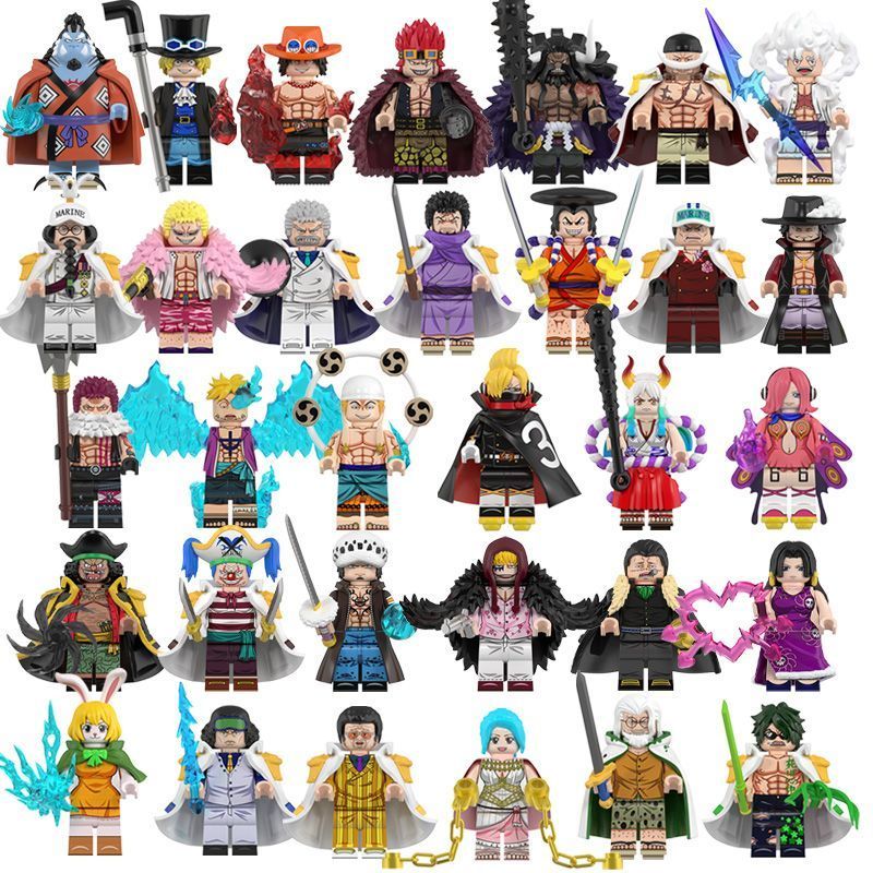 ตุ๊กตาเลโก้ที่เข้ากันได้ One Piece Building Block Luffy Sauron Ace Sanji ประกอบรูปของเล่นสไตล์ใหม่