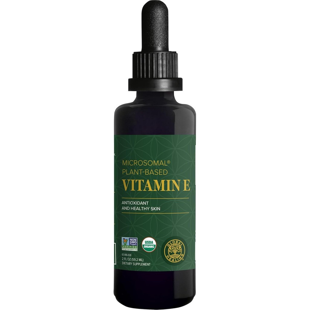 Global Healing Organic Vitamin E Liquid Drops 40 mg - Natural D-Alpha Tocopherol 15% α-tocopherol - 