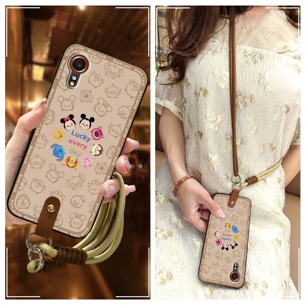 สายรัดข้อมือ Soft Shell Samsung XCover7/SM-G556B เคสโทรศัพท์ Cooling สองสีอินเทรนด์คู่การ์ตูน Halter