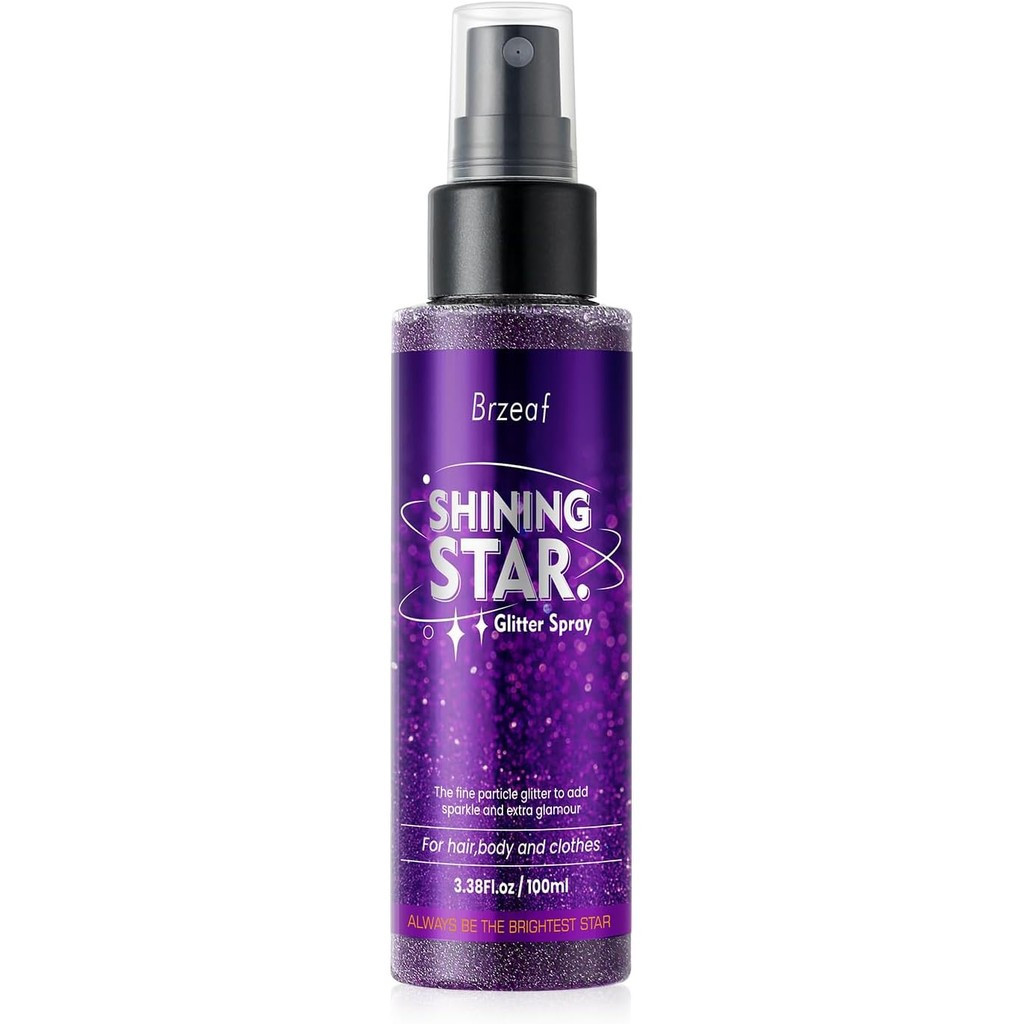 Brzeaf Glitter Spray, Halloween Glitter Spray for Hair and Body, Long-Lasting & Quick-Drying, Shiny 
