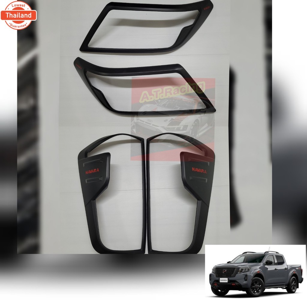 ครอไฟดำด้านโลโก้แดง Navara NP300 Pro4x Pro2x calibre year2021 ตัวTop pro4x pro2x calibre ใส่ได้ np30
