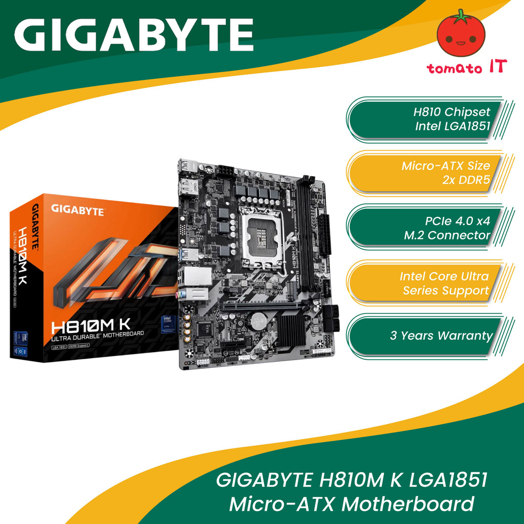 เมนบอร์ด GIGABYTE H810M K LGA1851 ไมโครเอทีเอ็กซ์