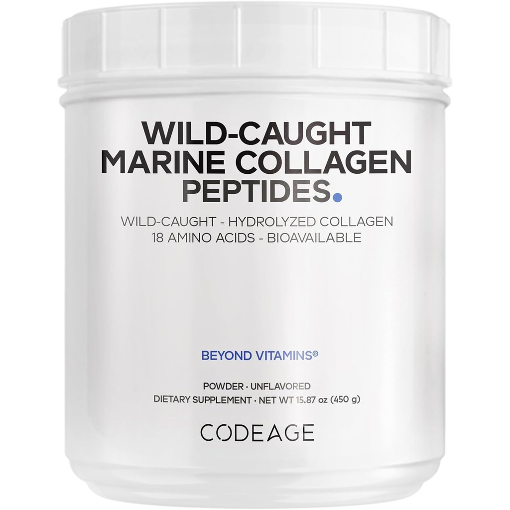 Codeage Marine Collagen Powder - Wild-Cught Fish Collagen Peptides - Type 1 & 3 อาหารเสริมโปรตีนคอลล