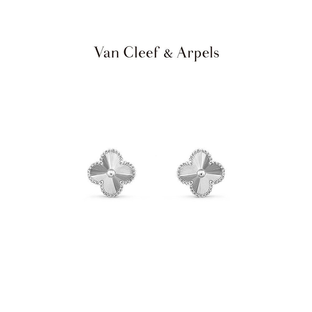 ต่างหู Van Cleef & Arpels Retro Alhambra Four Leaf ลายพิมพ์ใบไม้ สีทอง สำหรับเป็นของขวัญวันเกิด