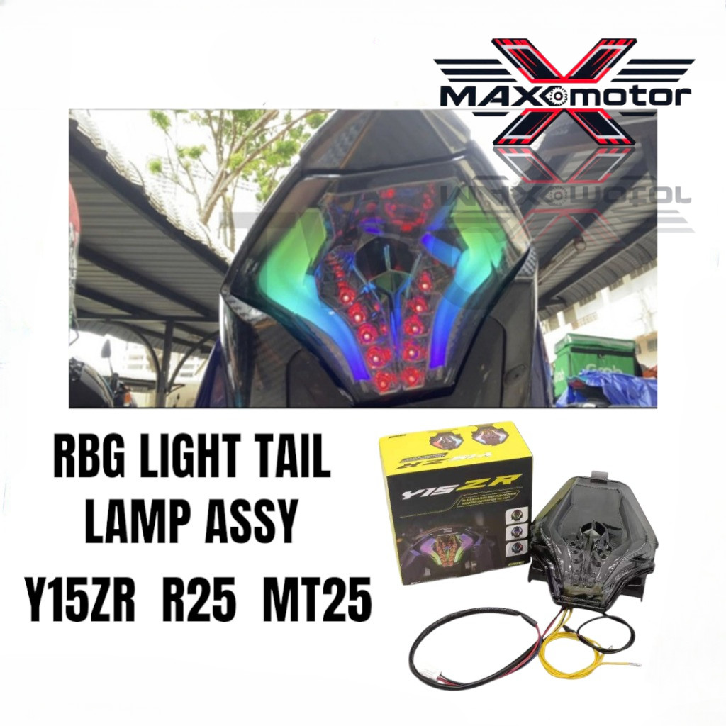 YAMAHA Y15 Y15ZR V1 V2 R25 R15 R1 MT P7 09 MT25 RBG LIGHT TAIL LAMP ASSY COLORFUL MODE พร้อมป้าย / L