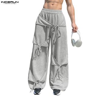 กางเกงขากว้าง แบบวินเทจ สตรีท casual เอวยางยืด ออกแบบสายคลาย…