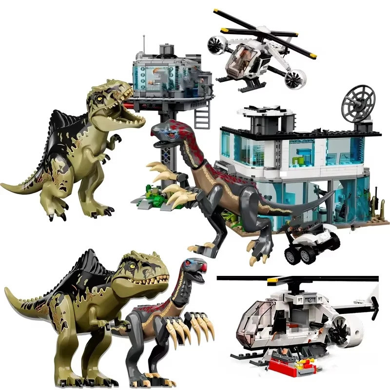 ไดโนเสาร์ Park Series 76949 Giganotosaurus & Therizinosaurus Attack Base ประกอบบล็อกตัวต่อของเล่นเด็