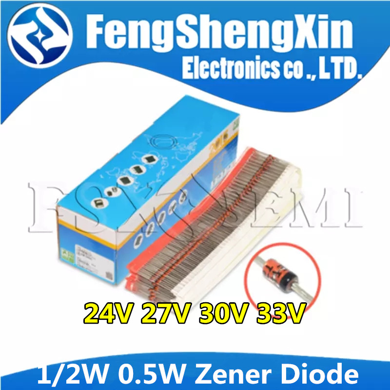 100 ชิ้น 1/2W แรงดันไฟฟ้าไดโอด 0.5W 24V 27V 30V 33V BZX55C24V BZX55C27V BZX55C30V/55C33V