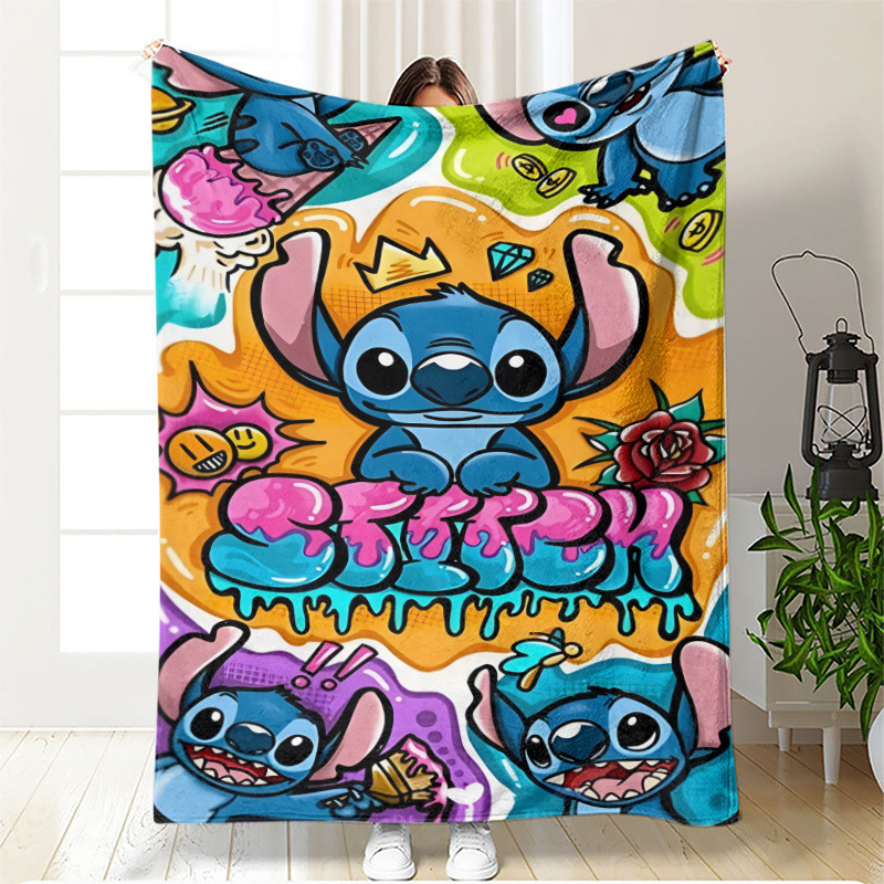 Lilo & Stitch Flannel ผ้าห่มการ์ตูน Stitch ผ้าคลุมโซฟาผ้าห่ม Nap ผ้าห่ม
