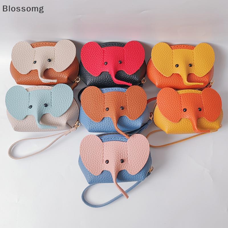 Blossomg PU หนัง Baby Elephant กระเป๋าใส่เหรียญกระเป๋าสตรีจี้ Creative Card Holder Storage Lipsti ซองจดหมายซิปกระเป๋าเงินใหม่