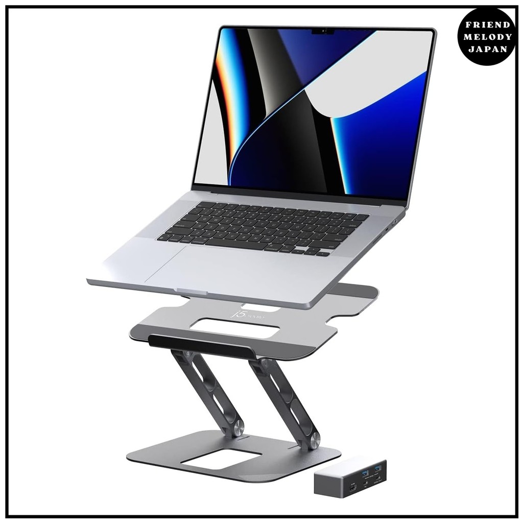 j5create Laptop Stand USB-C 4K@30Hz with HDMI Display Hub - USB-A 5Gbps x 2, 4K@30Hz HDMI, PD 100W, 