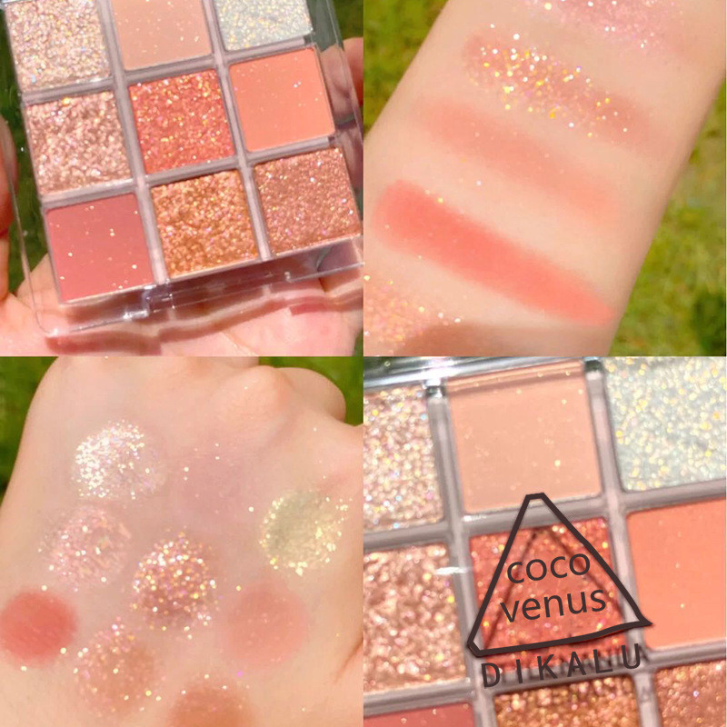 แต่งหน้า Deca Lu Jiugongge พาเลทอายแชโดว์ Sunset Sunset Sunset Sunset Nine-Color Pearl Glitter แนะนํ