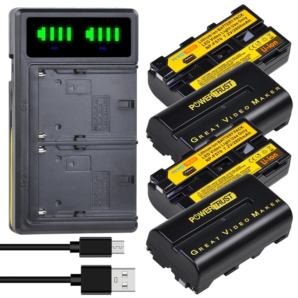 2800มิลลิแอมป์ชั่วโมง NP-F550แบตเตอรี่และเครื่องชาร์จสำหรับ Yongnuo Viltrox YN300 III YN-300 III LED