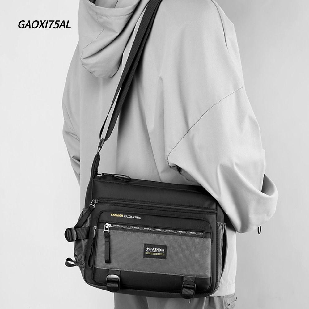 GAOXI75AL Messenger Bag,Multi-layer Zipper Travel Crossbody Bags, Luxury Nylon Square Shape กระเป๋าสะพายไหล่ความจุขนาดใหญ่