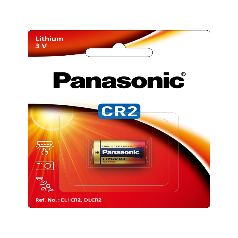ถ่านลิเธี่ยมโฟโต้ PANASONIC CR-2W/1BE          Panasonic CR-2W สีแดง-เหลือง 92x17x113 pcs
