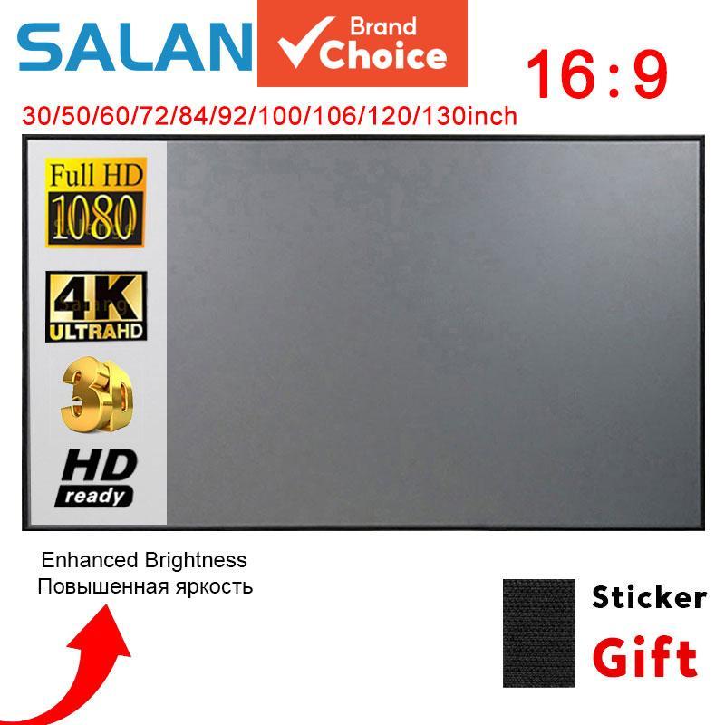 หน้าจอโปรเจคเตอร์แบบพกพา Salange พร้อมขอบดํา ทําจากผ้าสังเคราะห์สะท้อนแสง สําหรับโปรเจคเตอร์ YG300, Xgimi DLP และ LED อัตราส่วน 16:9