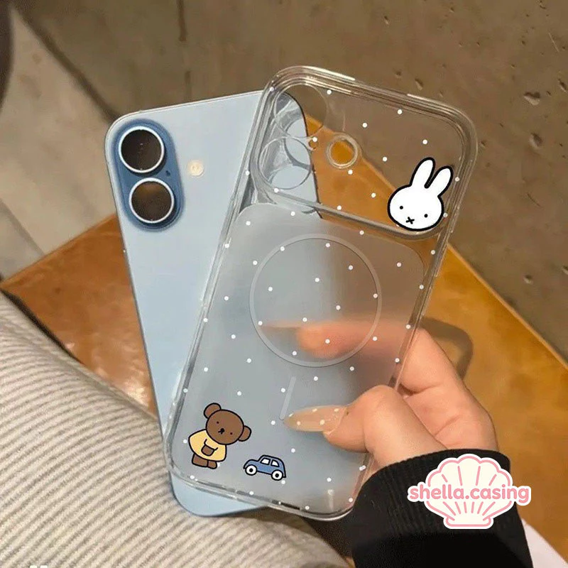 เคสไอโฟน16 เหมาะสำหรับ IPhone 12 11 17 15 14 13 Pro MAX 15 Plus Air กรอบโทรศัพท์ป้องกันการตกของหมีและกระต่าย