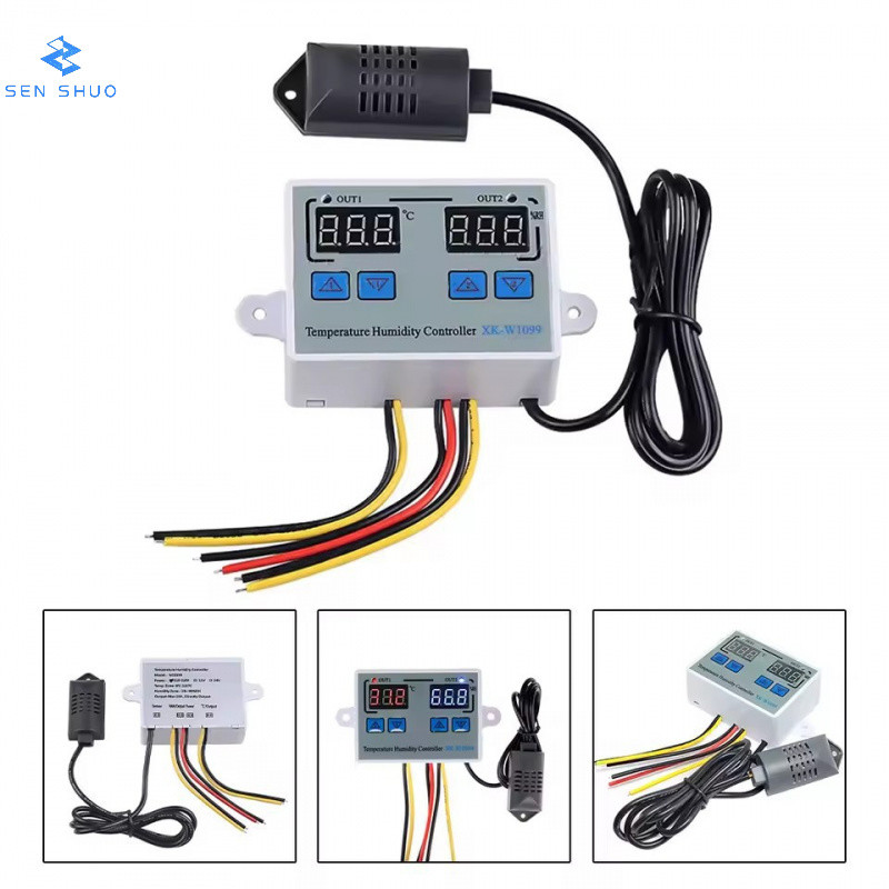 XK-W1099 สมาร์ทจอแสดงผลดิจิตอลอุณหภูมิความชื้นคอนโทรลเลอร์อุณหภูมิความชื้น Dual-