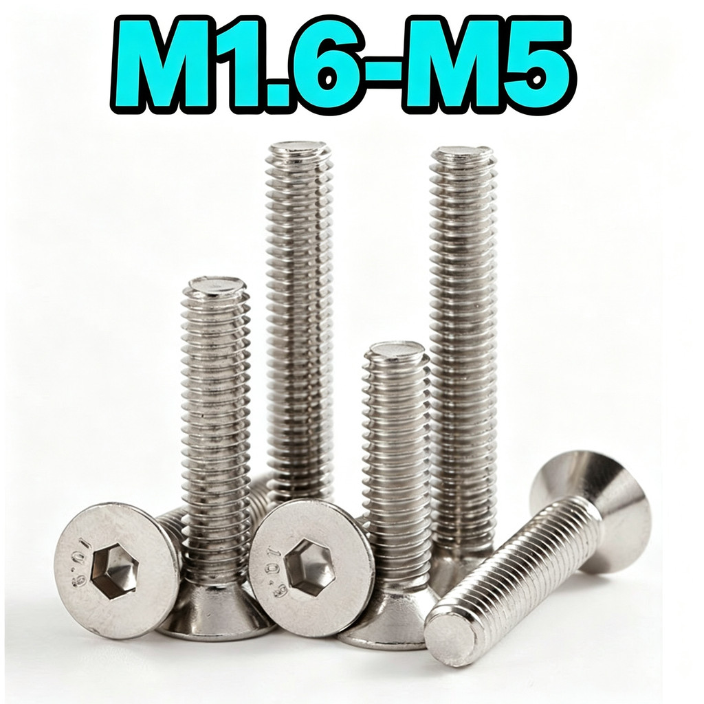 ชุบนิกเกิล สกรูหัวจมหกเหลี่ยมใน | Countersunk hexagon socket screw M1.6-M5 TZean