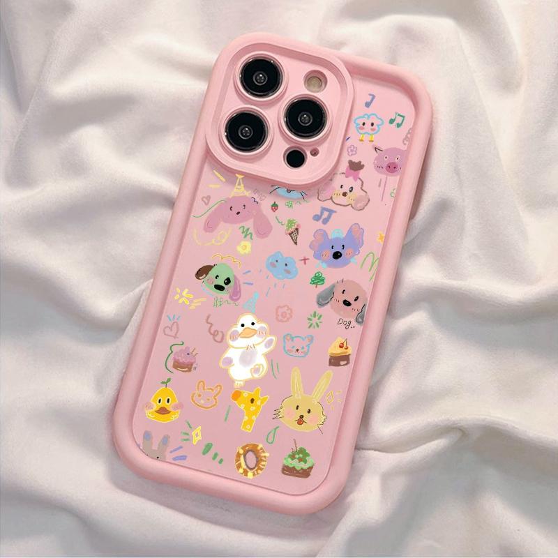 SAMSUNG น่ารักเป็ดสุนัขนุ่มกรณีSamsung S26FE M55 M54 M51 M15 M14 M06 M16 M56 S25 S23FE S24Ultra J7Pr