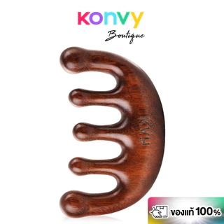 KVY Wooden Scalp Massage Comb หวีไม้นวดศีรษะ เควีวาย สัมผัสผ่อนคลาย ดีไซน์โค้งมนเพื่อสุขภาพที่ดีของหนังศีรษะ.