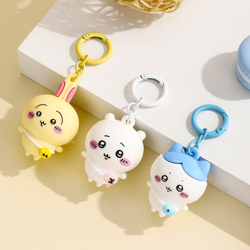 Cute Chiikawa series pendants, Usagi and Hachiware plush keychains for girls
