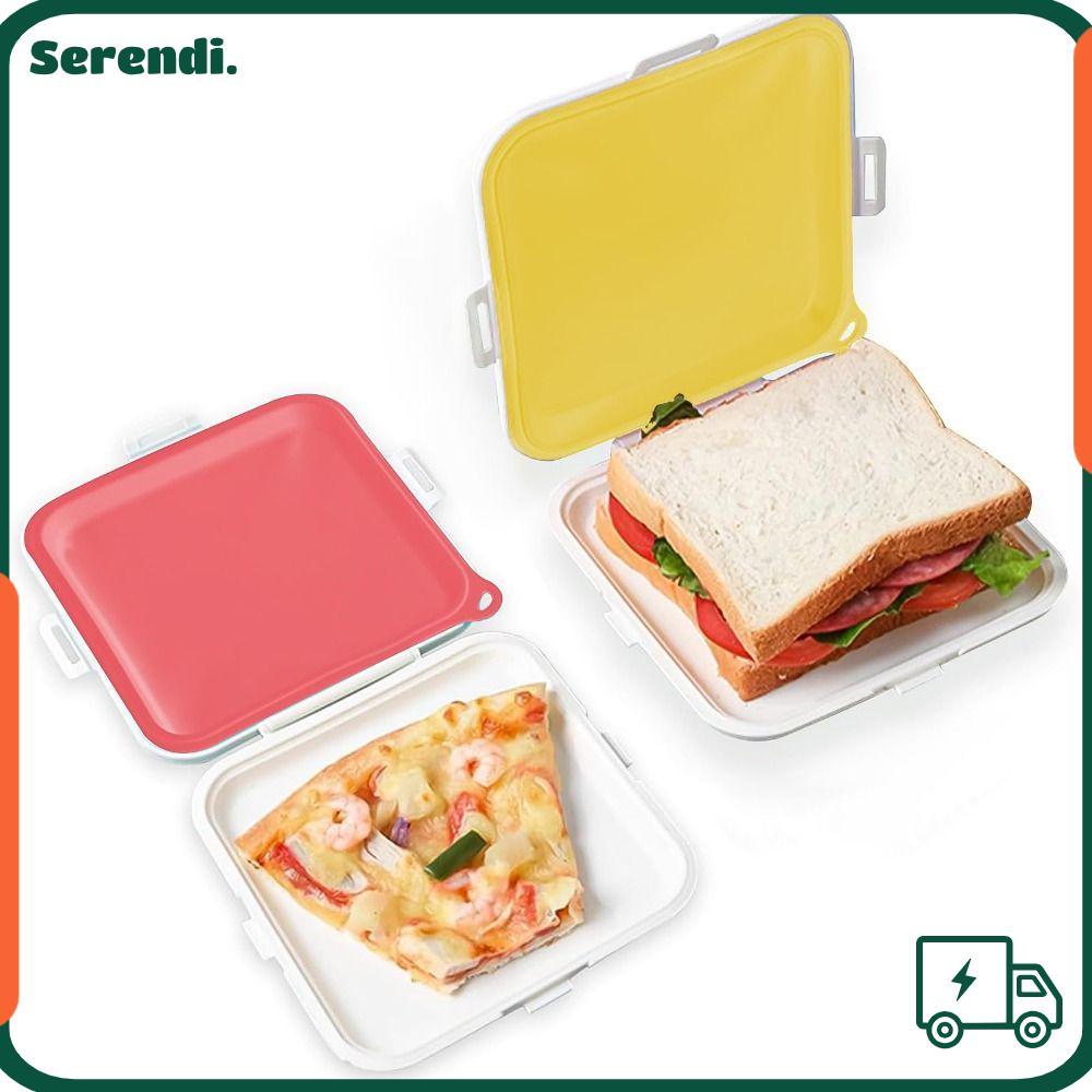 SERENDI Sandwich Toast Bento Box, Hangable Silicone Sandwich Container, Leakproof Reusable Snap-fit 